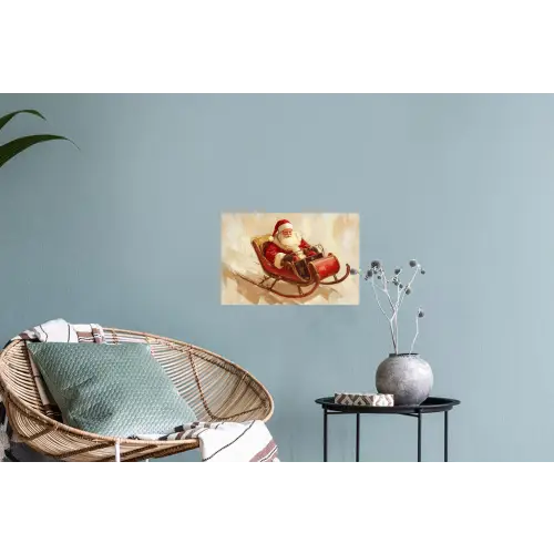 Kerst - Slee - Kerstman Muursticker klein -plant