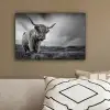 Koeien - Schotse hooglander - Natuur - Dieren - Zwart wit canvas 2cm klein -sfeer3