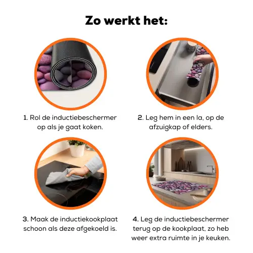 Kiezels - Paars - Roze Inductie beschermer vinyl 3mm klein 276 -zzzzzzz-td-werking