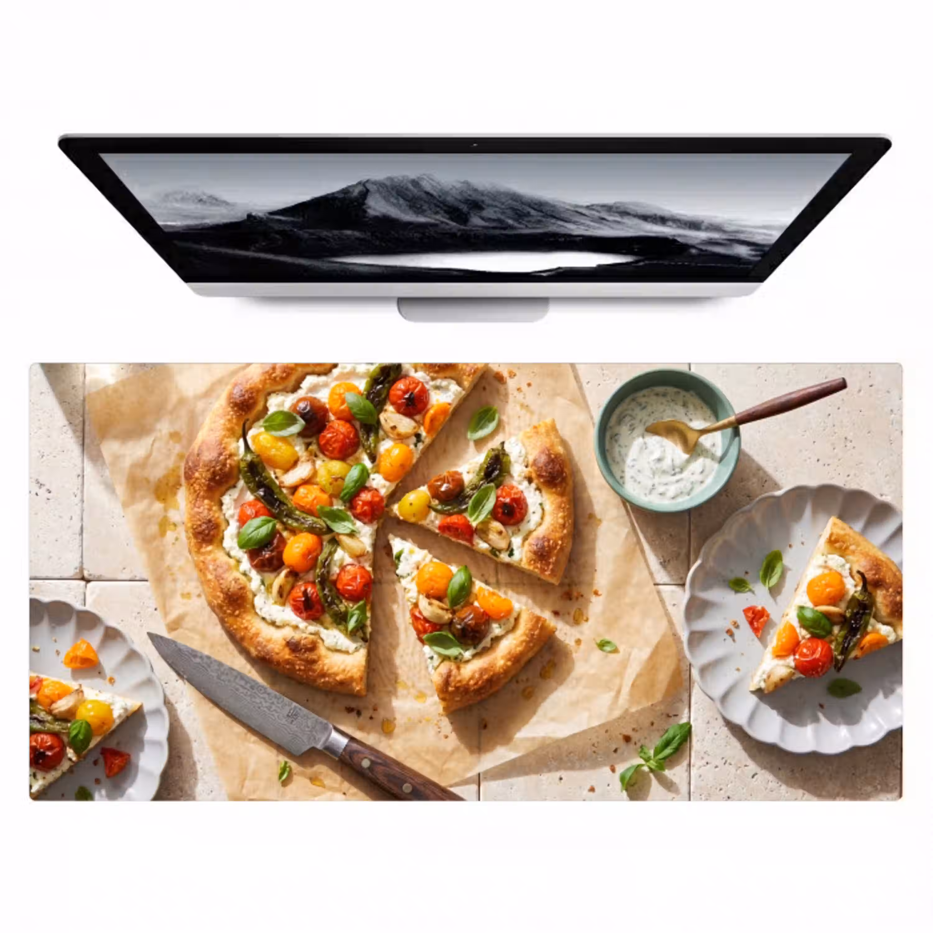 Eten - Tomaten - Basilicum - Maaltijd - Vers Muismat XXL klein -zzz3d
