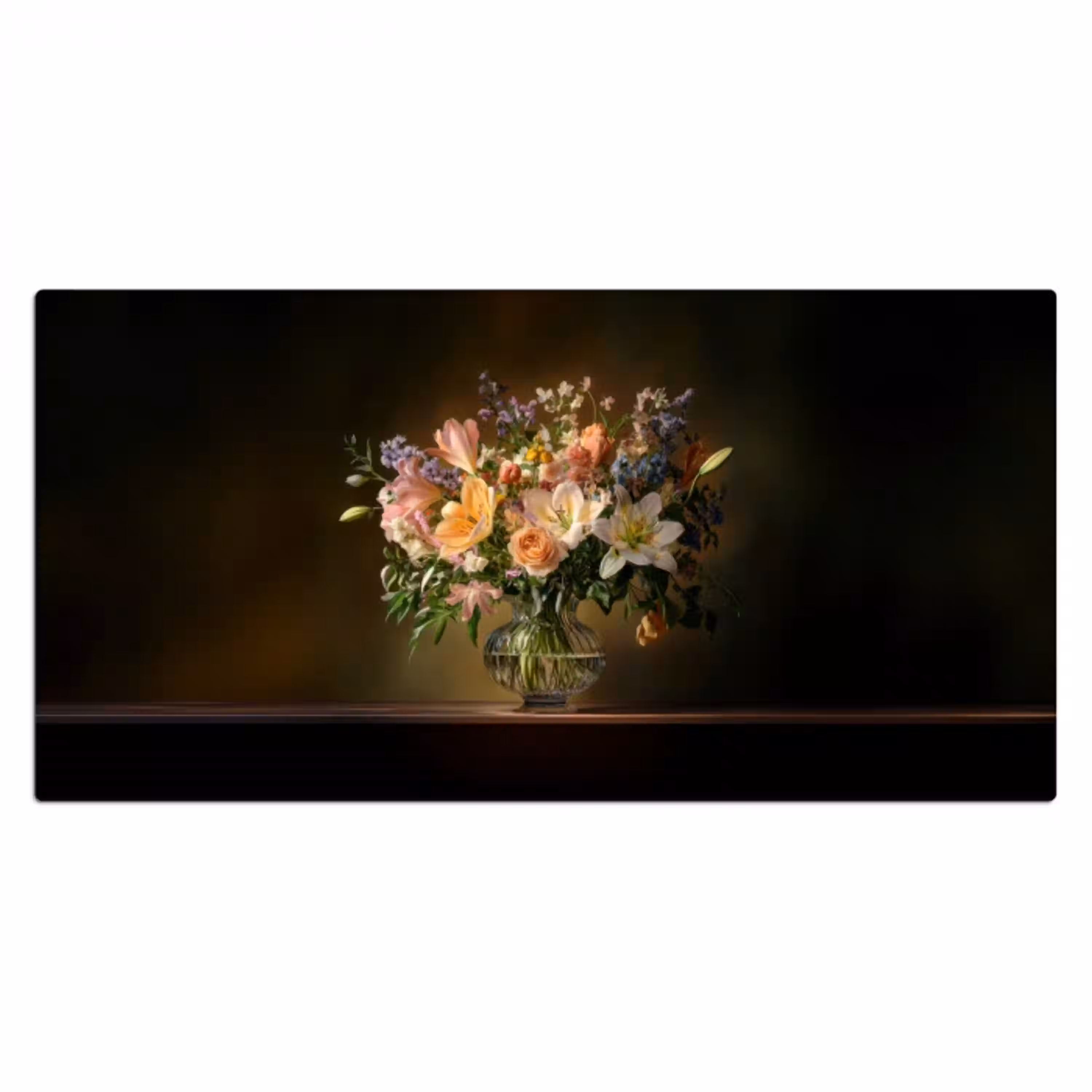 Glazen - Bloemen - Boeket - Kleuren Muismat XXL klein -3d_leeg