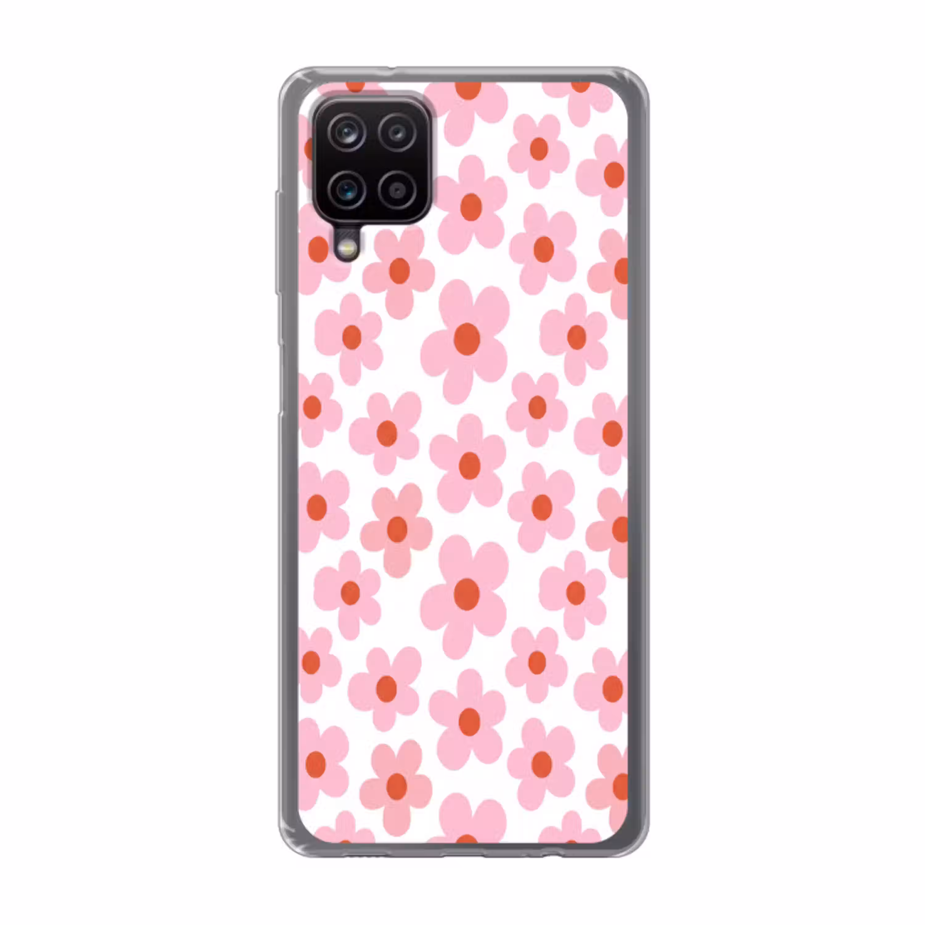Bloemen - Patroon - Modern - Roze - Wit Telefoonhoesje Samsung Galaxy A12 klein -3d