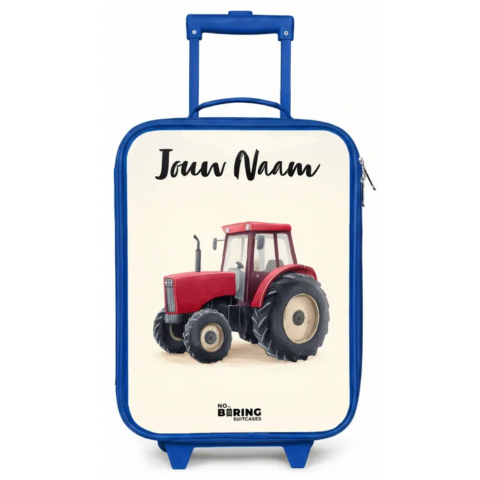 Tractor - Getekend - Rood Kinderkoffer - Blauw klein -zz3dotto