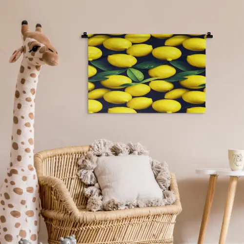 Gele - Citroenen - Druppels - Fruit Wandkleed katoen klein 269 -wsfeer5_kind