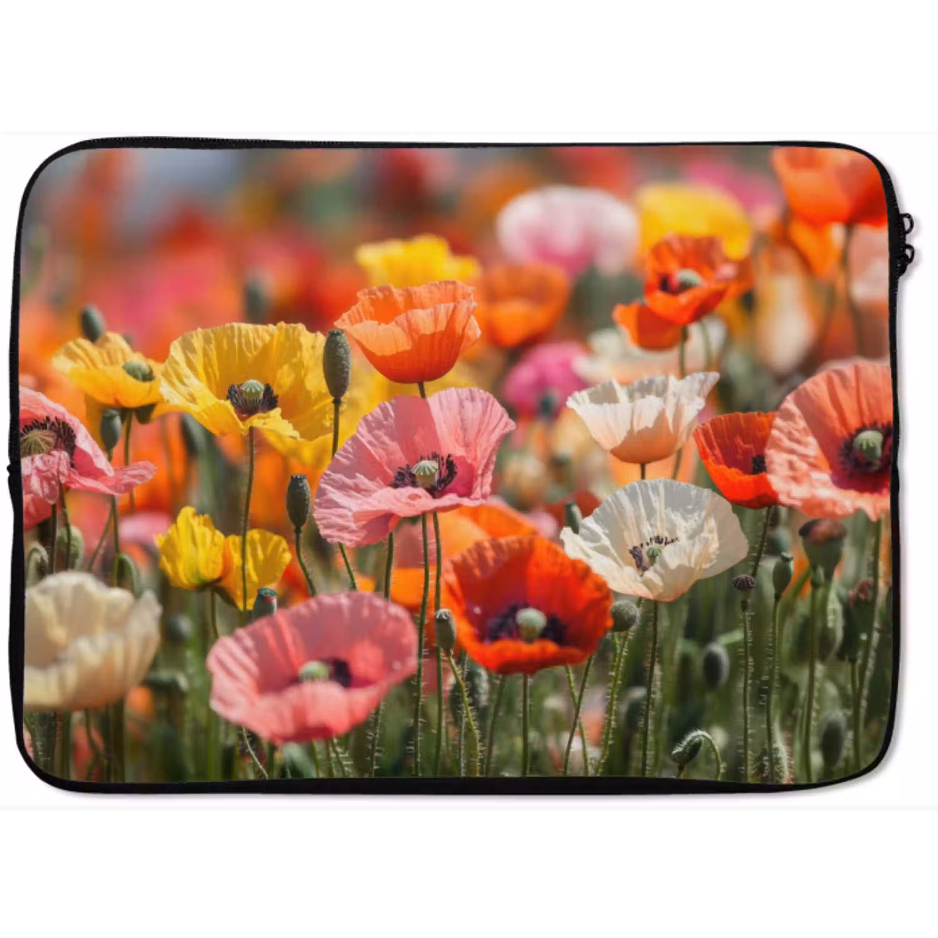Bloemenveld - Klaprozen - Kleurrijk laptophoes neopreen klein -zkaufland3dotto