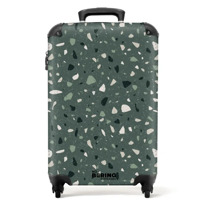 Terrazzo patroon veelkleurig groen NBS - Handbagage koffer - Volwassenen Unisex middel -productfoto_recht