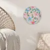 Blauw - Roze - Bloemen Akoestische PET Vilt - Rond klein -sfeer4