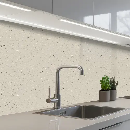 Lichtbeige - Terrazzo - Grijs keuken achterwand 2 middel 871 -3d_schuin