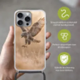 Buizerd - Roofvogel - Natuur - Bruin Hoesje iPhone 16 Pro Max met koord klein -sfeer2_NL