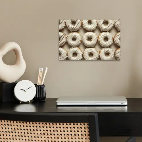 Donuts - Chocolade - Wit - Beige poster papier klein -sfeer1