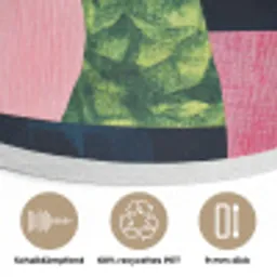 Abstract - Roze - Lappen - Vormen - Geel Akoestische PET Vilt - Rond klein -closeup_DE