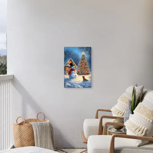 Kerstwonder - Winteravond - Kleurrijk Tuinposter op houten frame 2 cm dik klein -sfeer1