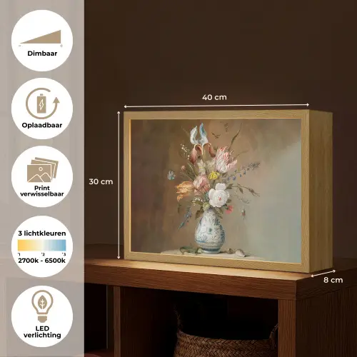 Oude meesters - Bloemen - Balthasar van der Ast Light Box met batterij (Wandlamp) middel -USP_websiteoverzichtNL