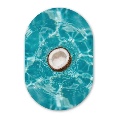 Kokosnoot - Water - Wit Wandcirkel Ovaal Forex klein -3d