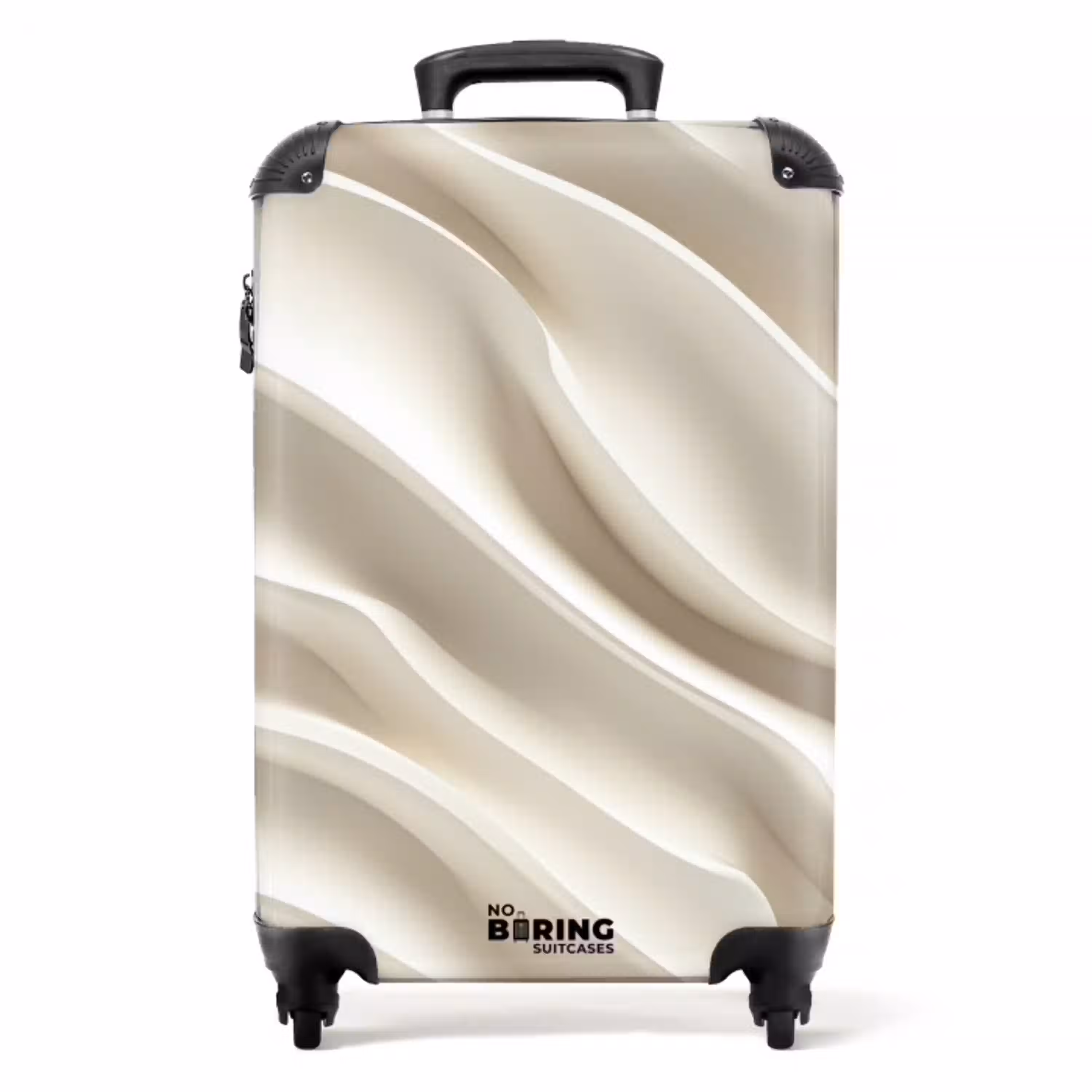 Diagonaal - Golven - Crème NBS - Handbagage koffer - Volwassenen Unisex middel -productfoto_recht