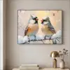 Vogels - Tak - Winter - Sneeuw Textielframe zwart klein -sfeer2