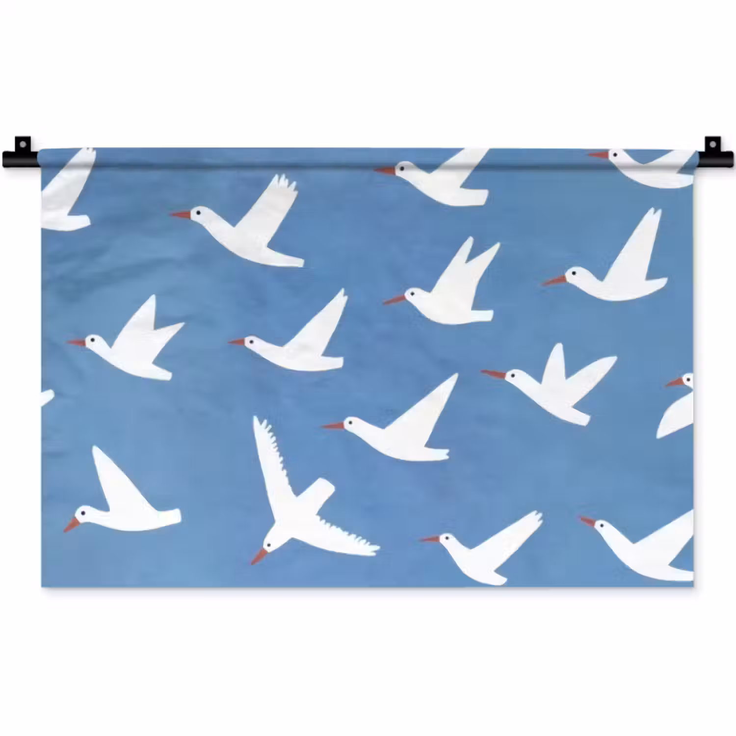 Wandkleed - Vogels - Wit - Patroon