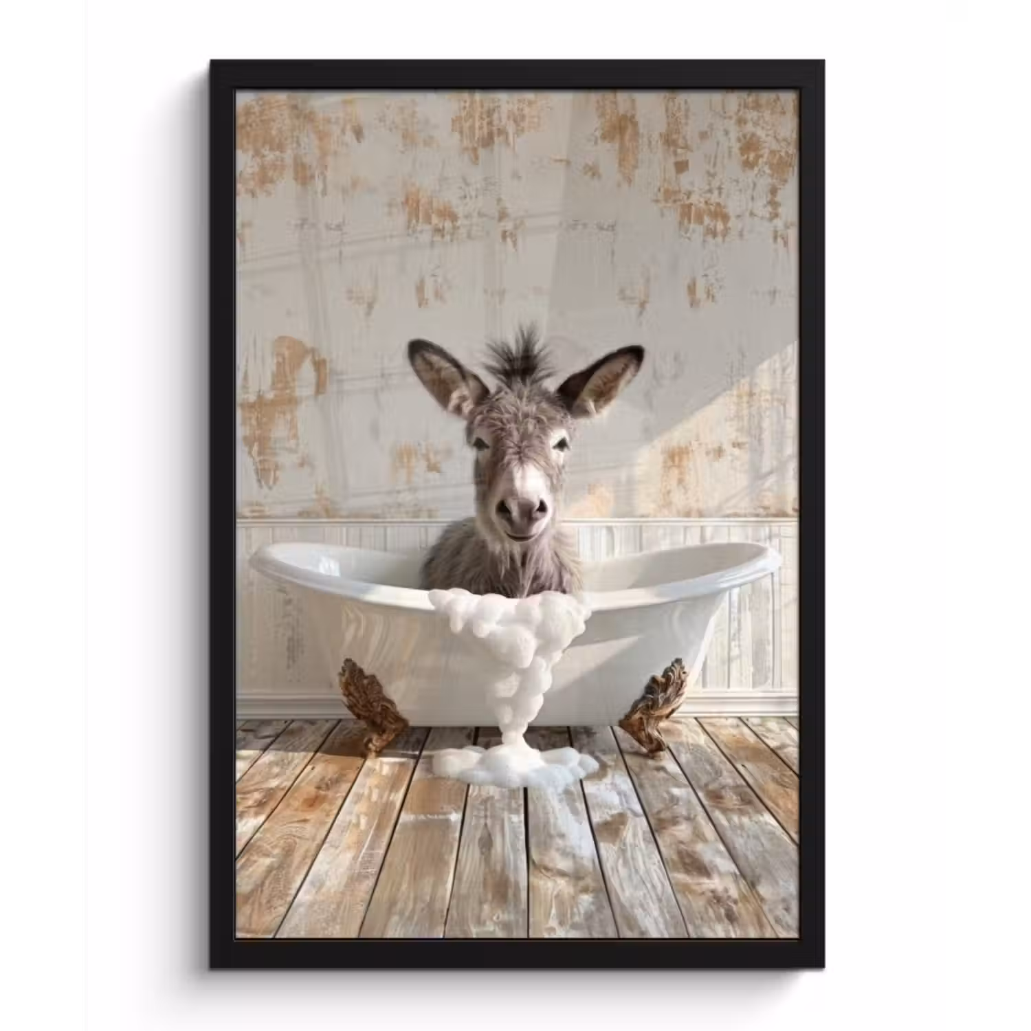 Poster met lijst - Ezel - Dieren - Badkuip - Schuim