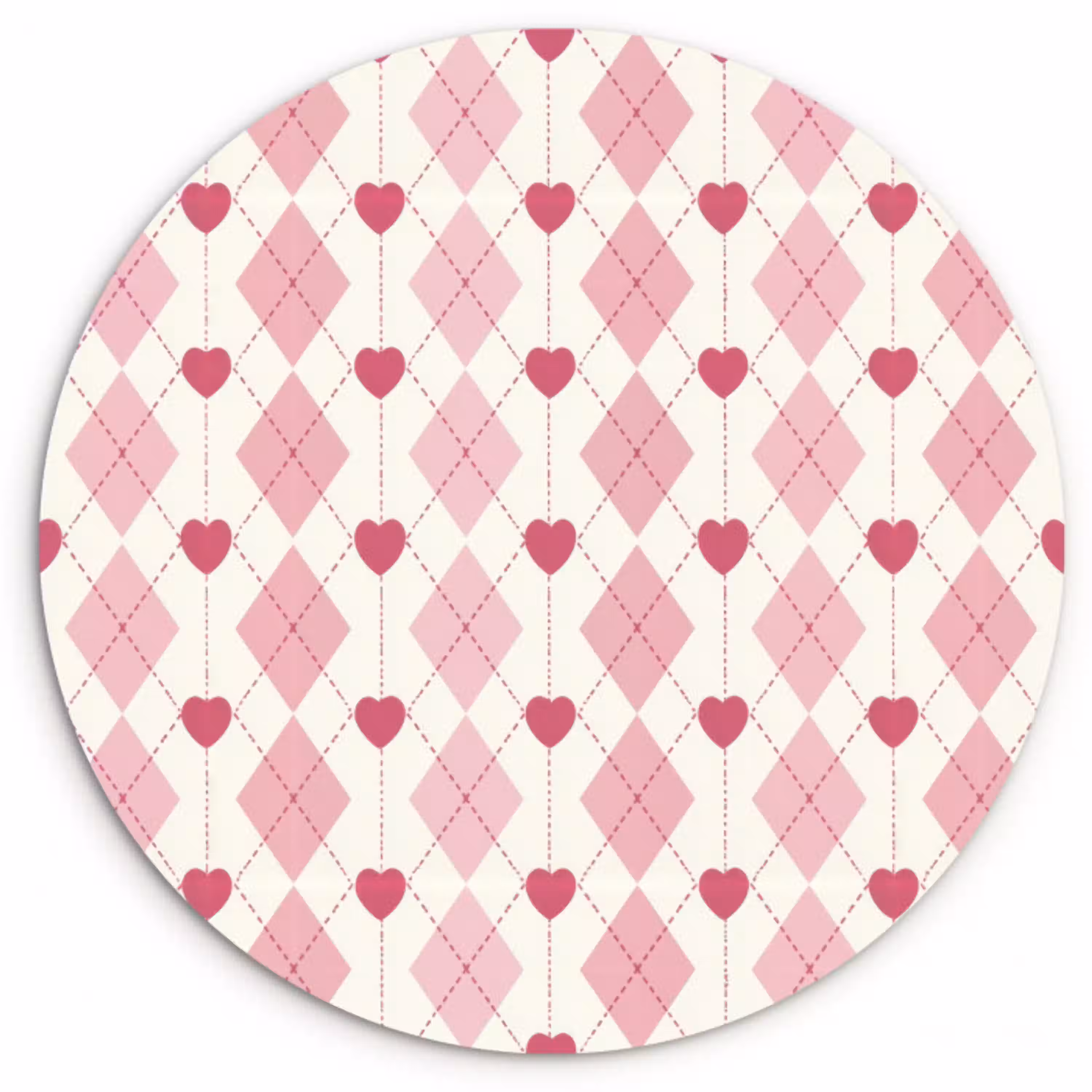Ruiten - Klassiek - Roze - Wit Wandcirkel kunststof plaat 5mm dik klein 188 -3d