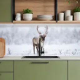 Rendier - Gewei - Toendra - Sneeuw - Wild keuken achterwand 2 middel -sfeer3