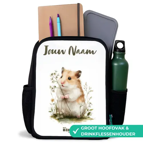 Dier - Natuur - Hamster Rugzak - Zwart middel -inhoud_NL