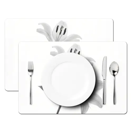 Lelies - Elegant - Zwart - Wit Placemat vinyl groot -zzsfeer2_Kitchenyeah-website