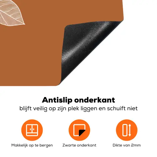Sinaasappel - Getekend - Bladeren - Bruin Inductie beschermer vinyl 3mm klein -zzzzzzz-td-onderkant