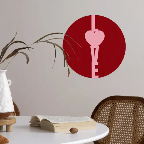 Love - Hart - Rood Wandcirkel behangsticker klein -sfeer3