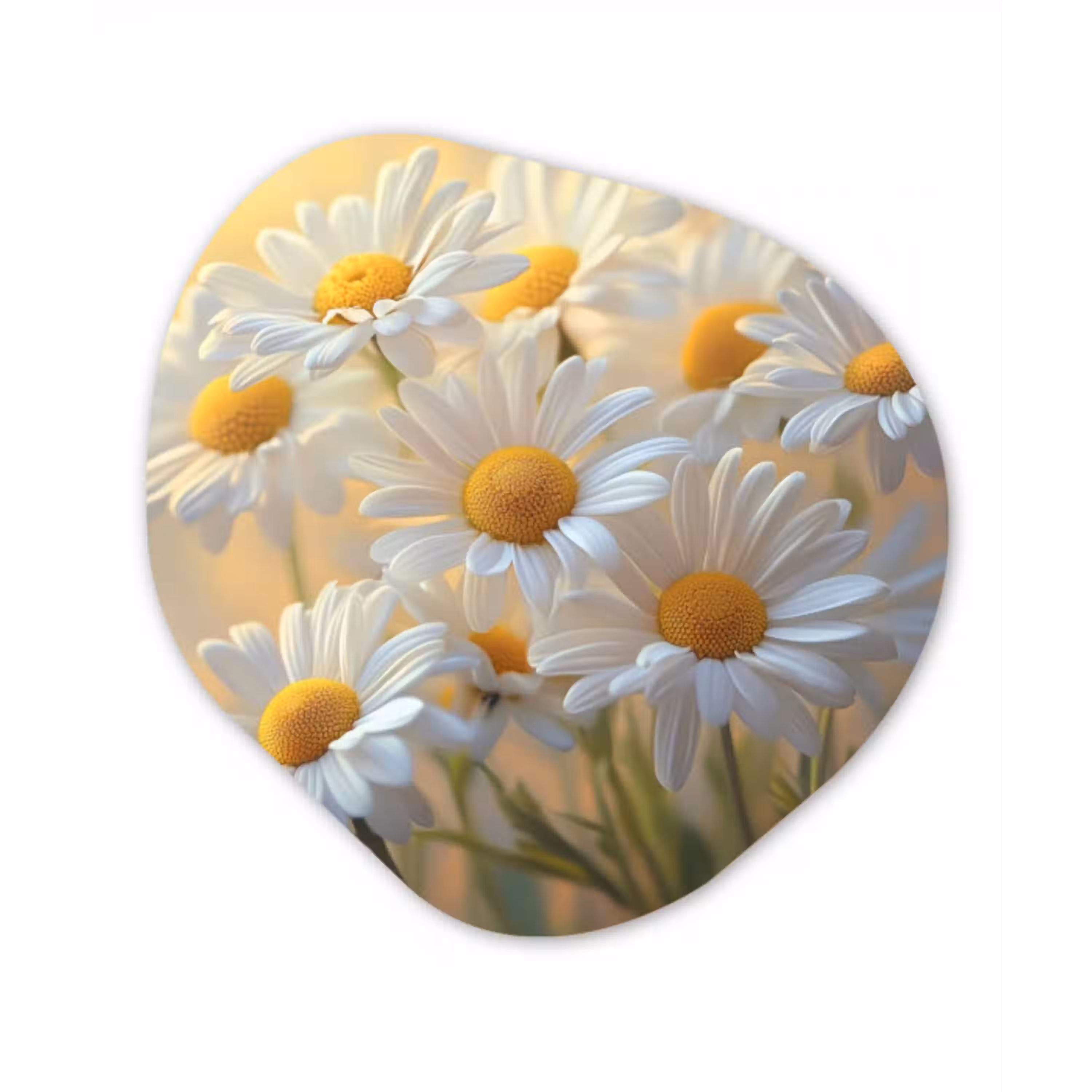 Madeliefjes - Wit - Zonlicht Wandcirkel Organisch Plexiglas middel -3d