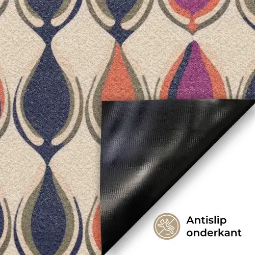 Vintage - Retro - Kleurrijk Deurmat klein 898 -antislip_NL