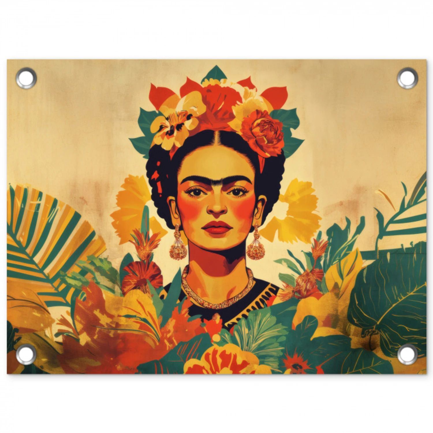 Vrouwelijk - Bloemen - Sieraden tuinposter los doek klein -3d