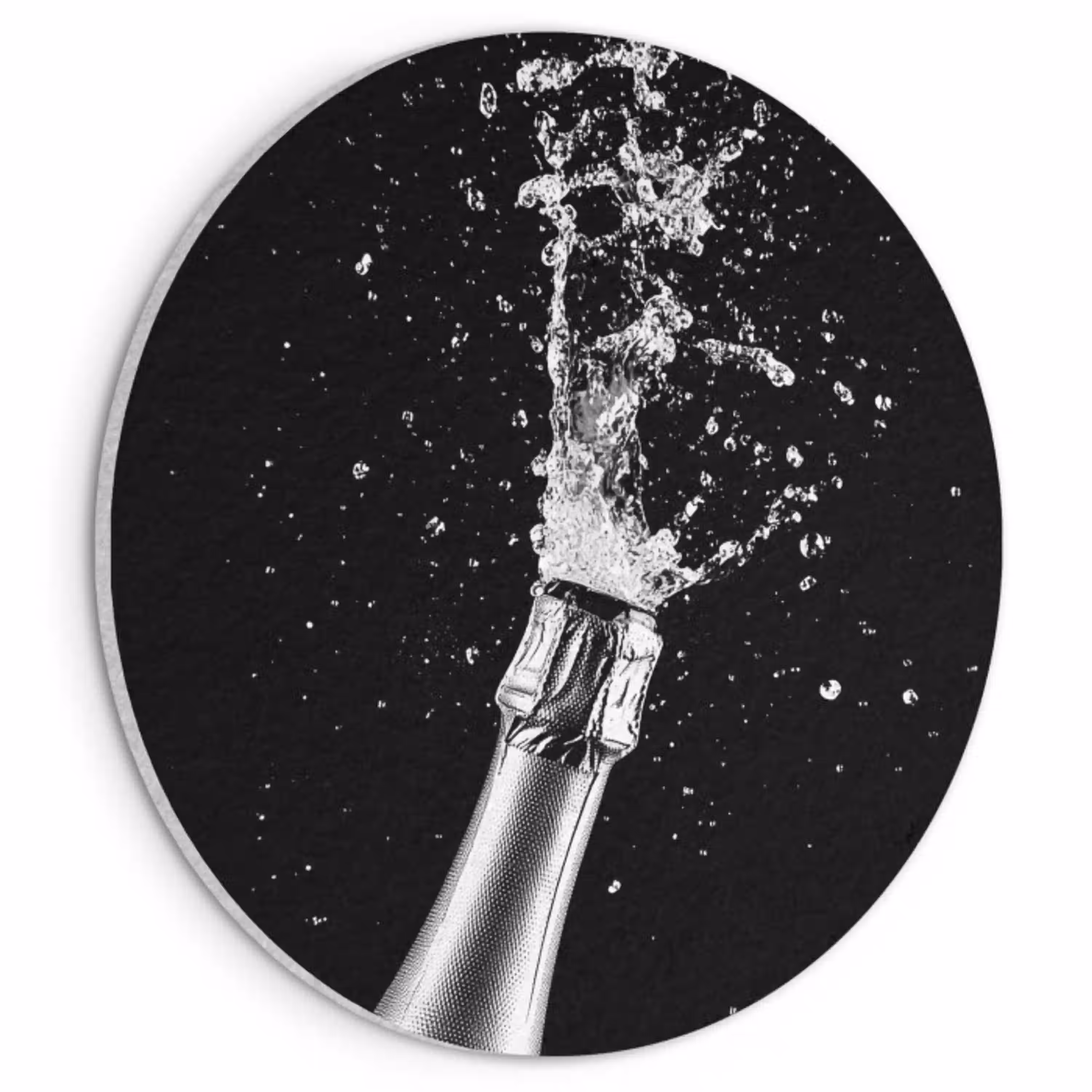 Champagne - Zwart - Spetters - Popping Akoestische PET Vilt - Rond klein -3d