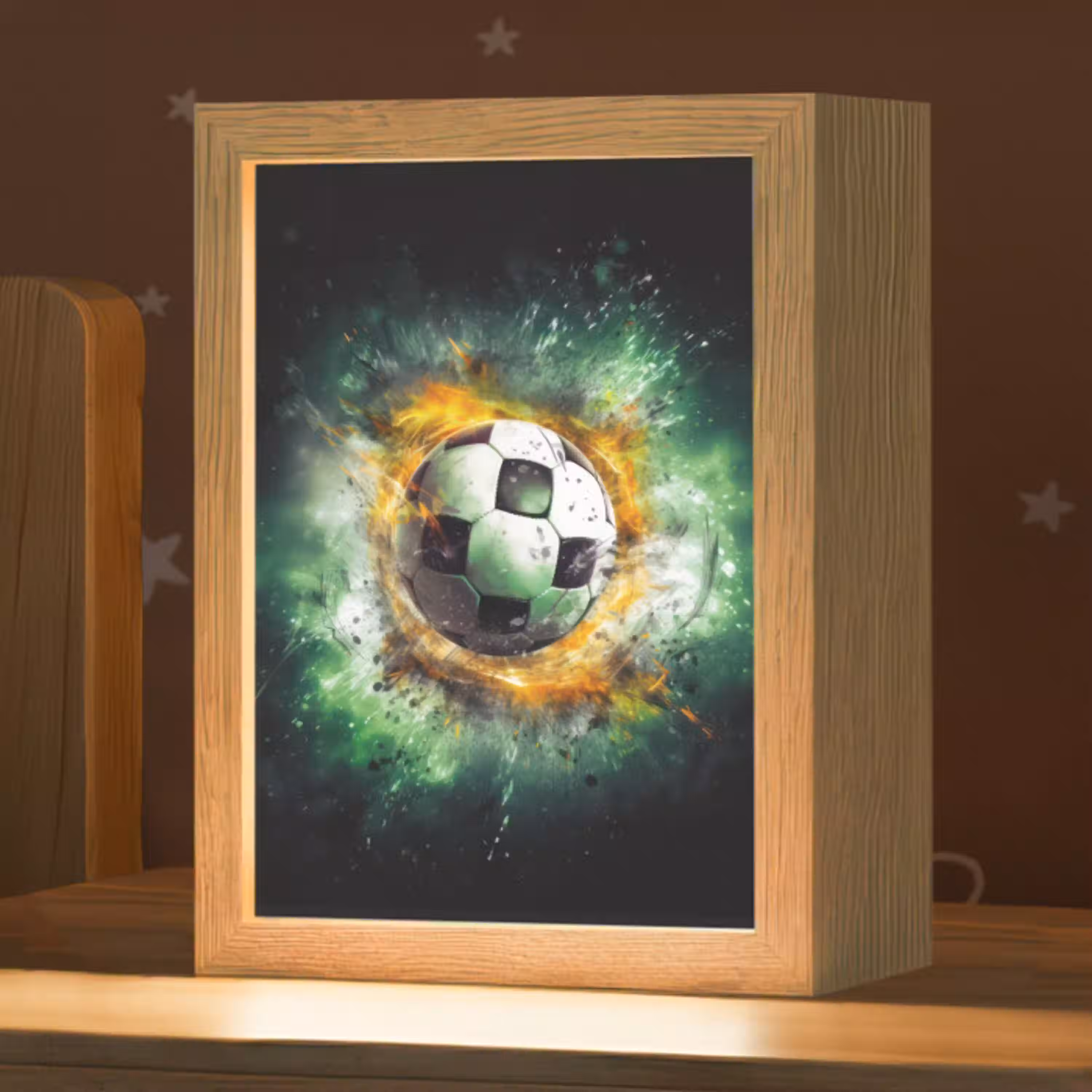 Bal - Voetbal - Groen - Oranje - Rook Light Box met kabel klein -zzz_3d_website