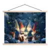 Winter - Gnooms - Eekhoorns - Meerkleurig textielposter latten blank klein -3d