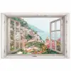 Doorkijk - Italië - Bloemen - Zee - Kust - Stad - Bergen poster papier klein -3d