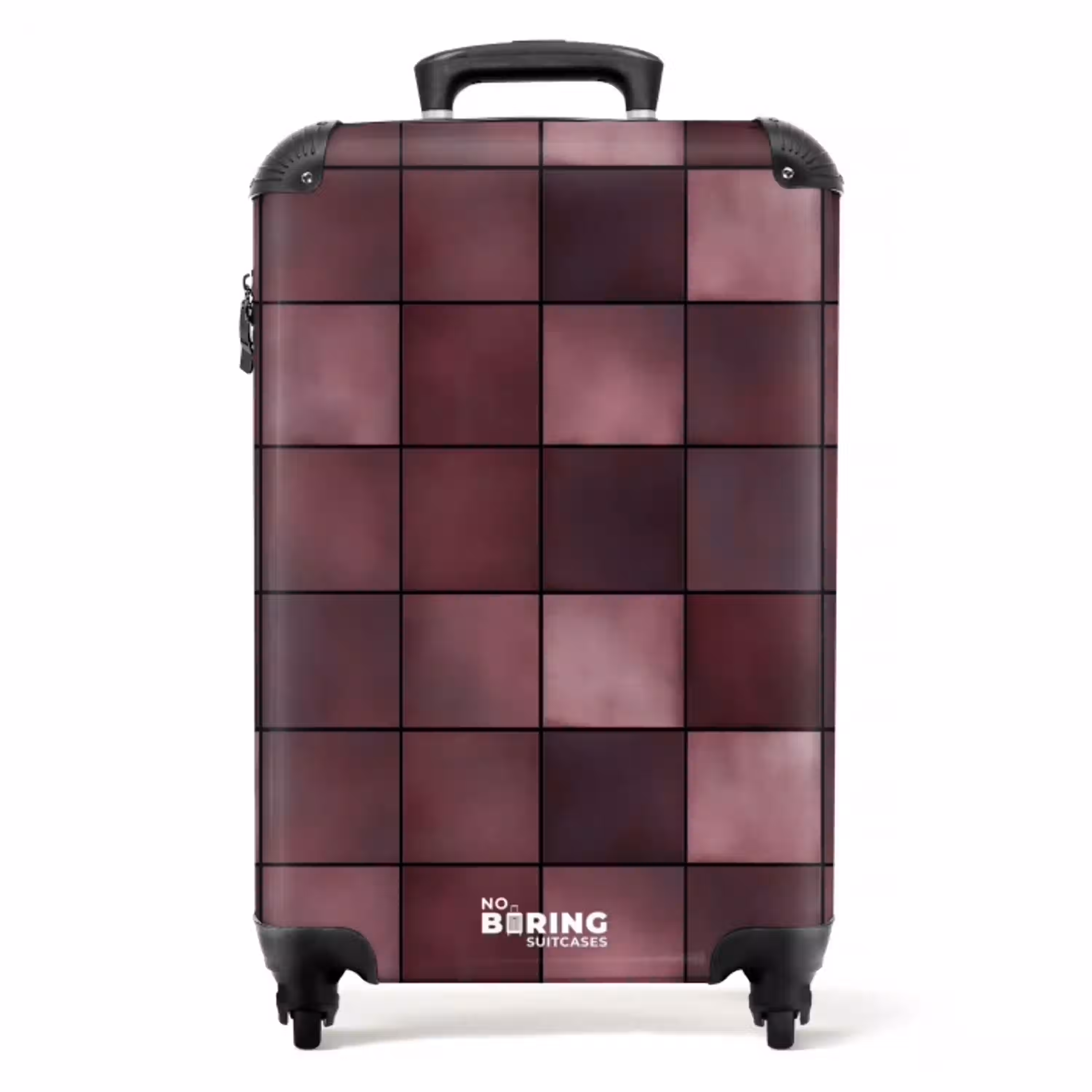 Vierkant - Tegel - Patroon - Paars NBS - Handbagage koffer - Volwassenen Unisex middel -productfoto_recht