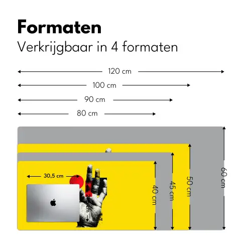 Hand - Rode cirkel - Geel Muismat XXL klein -sfeer5