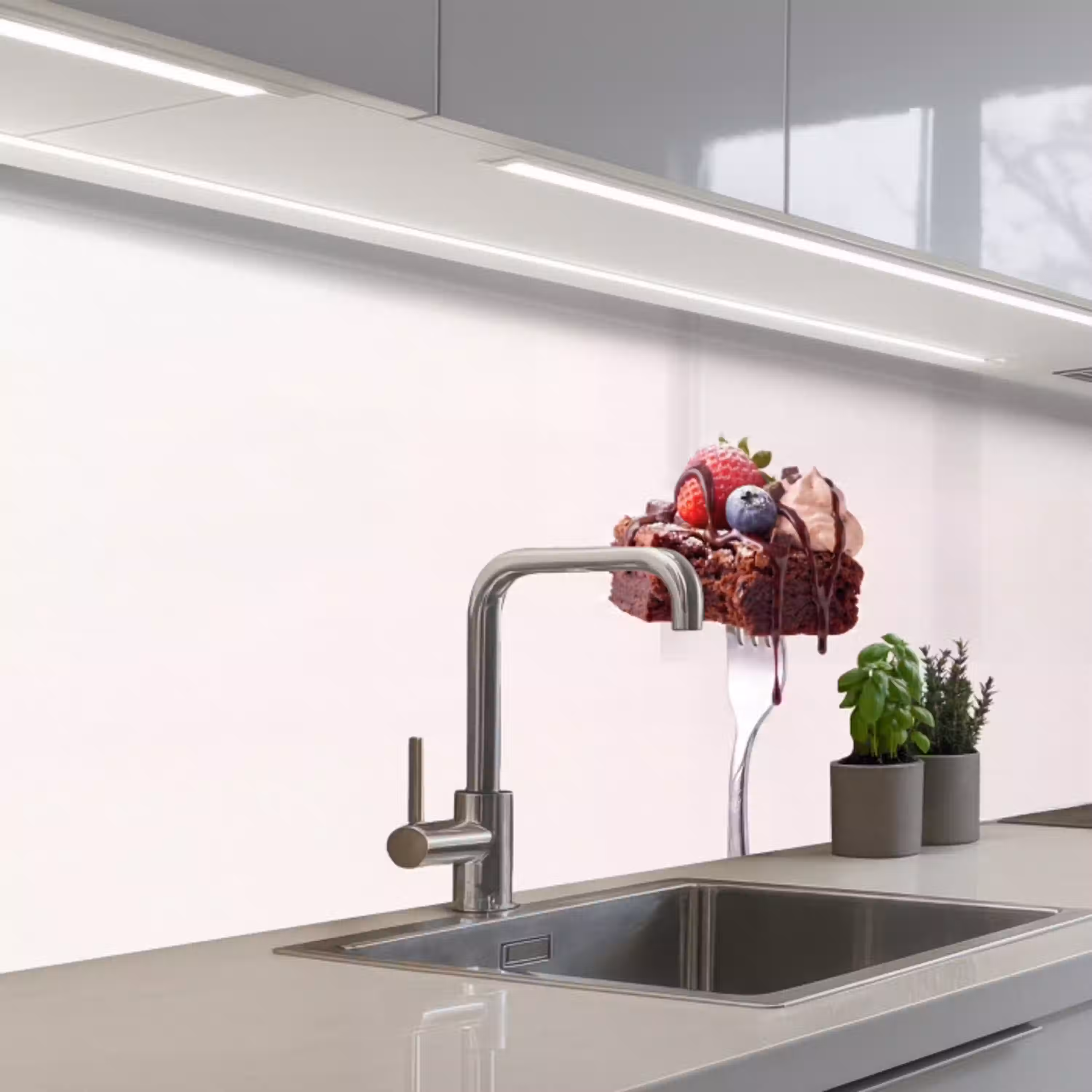 Vork - brownie - aardbei keuken achterwand 2 middel -3d_schuin