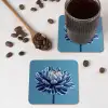 Bloem - Blauw - Bloemblaadjes - Streepjes onderzetter kurk middel -sfeer2