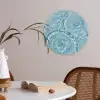 Water - Blauw - bubbels Akoestische PET Vilt - Rond klein -sfeer3
