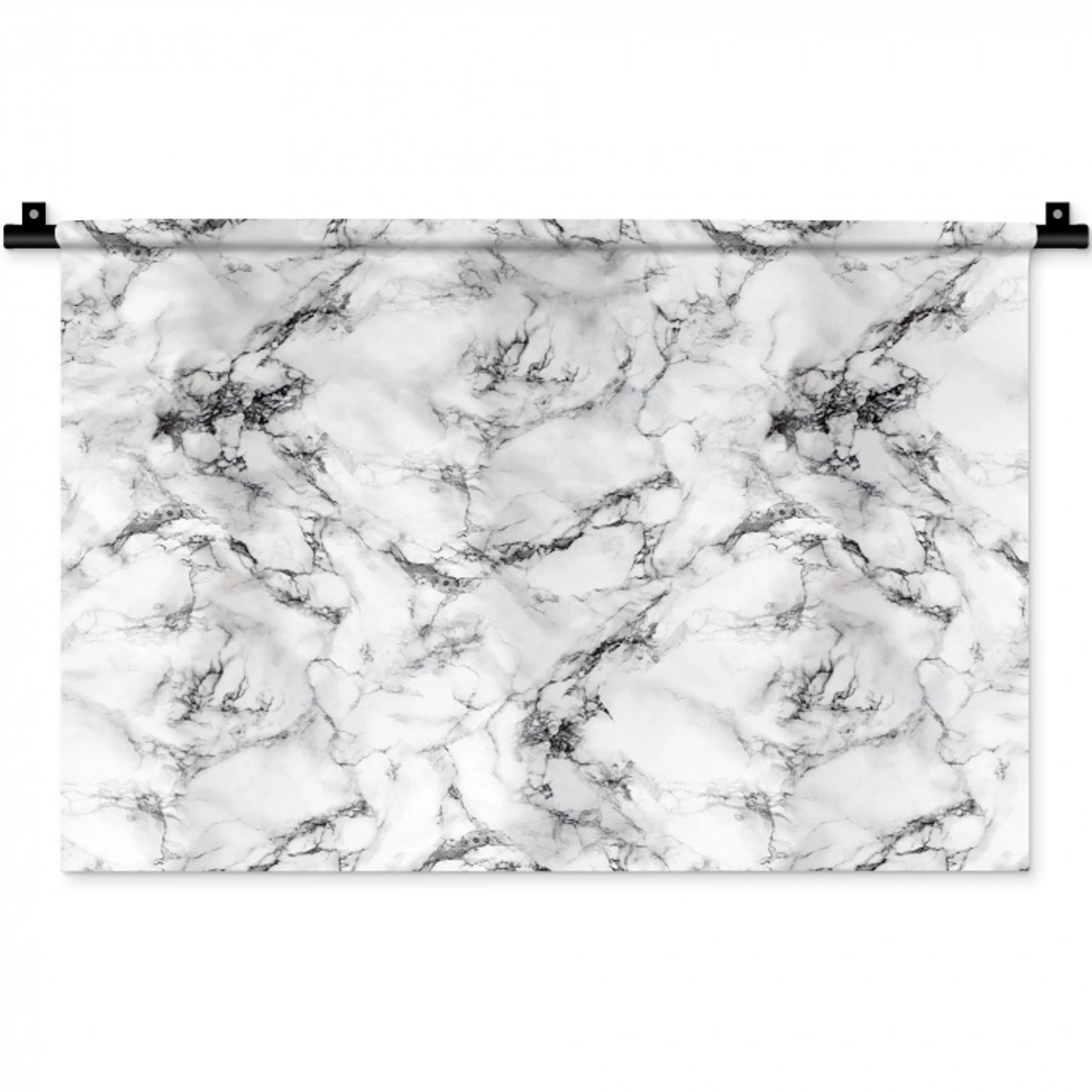 Marmer - Zwart - Dramatisch - Wit Wandkleed katoen klein 269 -zz3d