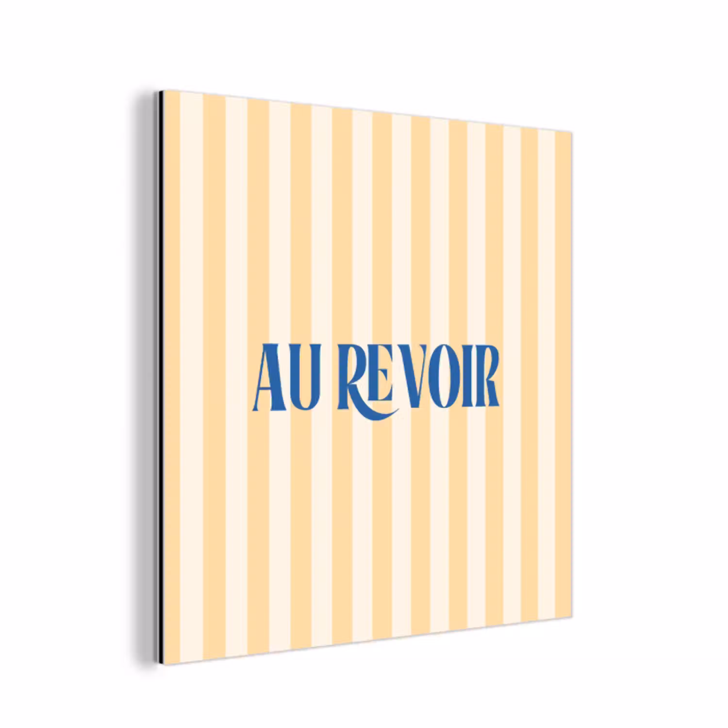 Blauw - Geel - Strepen - Au revoir aluminium wit klein -3d