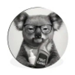 Koala - Bril - Toilet Wandcirkel aluminium klein -3d