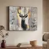 Abstract - Hert - Gewei - Goud Textielframe zwart klein -sfeer3