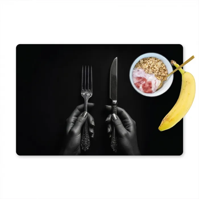 Bestek - Zwart - Wit Placemat vinyl groot -zzzproduct_Kitchenyeah-website