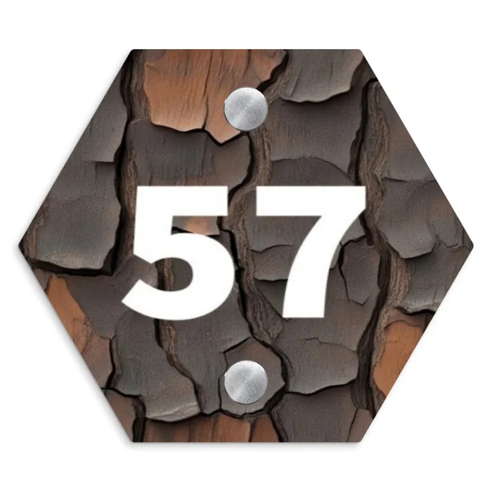 Boomschors - Traditioneel Naambord Hexagon klein -3d