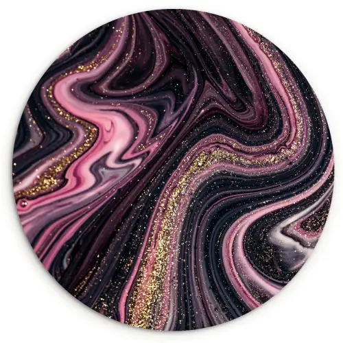 Marmerlook - Roze - Paars - Goud - Luxe - Marmer Wandcirkel kunststof plaat 5mm dik klein -3d