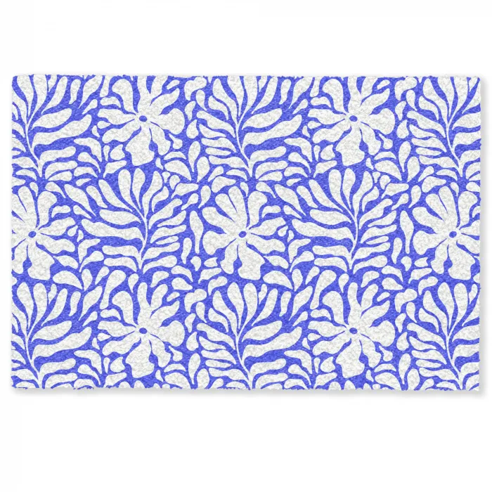 Blauw - Bloemen - Wit Deurmat klein 898 -zkaufland3d