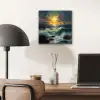 Zee - Zon - Golven - Rotsen aluminium wit klein -sfeer5