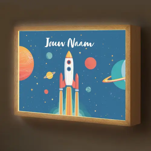 Raket - Planeten - Ruimte Light Box met batterij (Wandlamp kind) middel -z3d_website